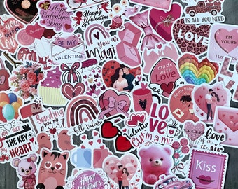 10-40 Pc Pink Valentines Day Stickers, Phone Stickers, Kindle Stickers, Junk Journal Stickers