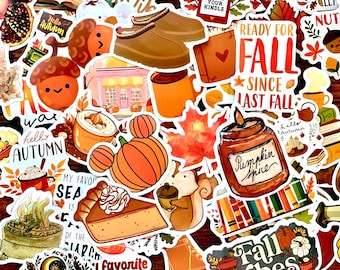 Fall Stickers Pack, Autumn Aesthetic Stickers, Pumpkin Spice, Cozy Bookish Stickers, Kindle Stickers, Scrapbook Supplies, Journal Stickers