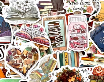 Bookish Sticker Packs - Book Lover Stickers for Journals, Scrapbooks & Planners, Cozy Reading Aesthetic, Bibliophile Gift, Kindle Stickers