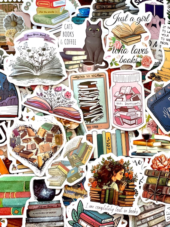 Bookish Sticker Packs - Book Lover Stickers for Journals, Scrapbooks & Planners, Cozy Reading Aesthetic, Bibliophile Gift, Kindle Stickers