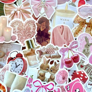 Pink Coquette Aesthetic Sticker Pack 10-40 Girly Stickers for Journals, Scrapbooking, Laptop, Kindle & Phone image 3