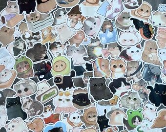 Cat Sticker Pack, Kitten Aesthetic Decals, Junk Journal, Laptop, Kindle Reader Stickers