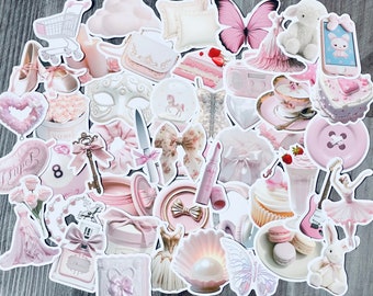 10-40 Pack Pink Girly Coquette Aesthetic Stickers, Phone Stickers, Kindle Stickers, Junk Journal Stickers