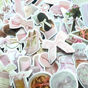 25-50 Pc Mini Bow Theme Coquette Aesthetic Girly Stickers, Phone Stickers, Kindle Stickers, Junk Journal Stickers