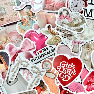 Pink Aesthetic Sticker Pack 10–40 Girly Stickers for Journals, Scrapbooking, Laptop, Kindle & Phone
