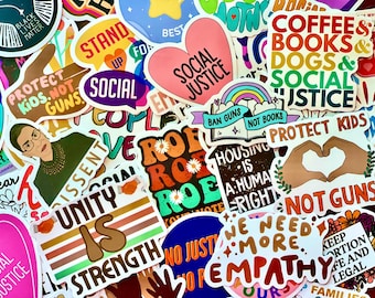 Social Justice Stickers, Equality Human Rights Sticker Pack, Activism Waterproof Stickers for Kindle Laptop, Water Bottle, Journal & Planner