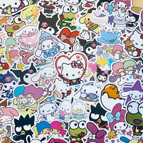 10-40 Pack of Cute Kawaii Stickers, Sanrio Inspired, Hello Kitty and Friends Stickers, Kuromi, My Melody, Keroppi, Cinnamaroll, Pompompurin