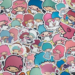 10-40 Pack Little Twin Stars Stickers, Kiki and Lala, Kawaii Stickers, Sanrio Inspired, Stickers for Kindle, Phone, Laptop, Waterbottles