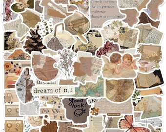 Vintage Aesthetic Sticker Pack, Junk Journal, Scrapbook (10-40 pc)