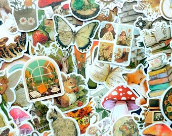 Cottagecore Aesthetic Stickers, Retro Style Decals (10-40 Pack)