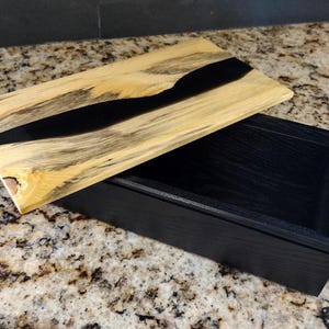 Handmade Wooden Keepsake Box – Black & Natural Wood Gift Box – Jewelry Box, Memory Box, Valet Box, Rustic Home Decor