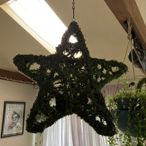 Moss Star - Grape vine and moss star decoration - hang or display on the wall, indoor or outdoor, gift, handmade, yard, garden, home, gnome