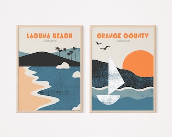 Laguna Beach, Orange County, California, Set of 2 Digital Prints, Laguna Beach Digital Print, Orange County Digital Print, SoCal Digital Art