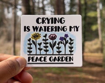 Peace Garden Sticker, Floral Mental Health Decal, Positivity Vinyl Sticker