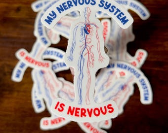 Nervous System Sticker, Mental Health Awareness Decal, Therapy Gift Sticker
