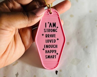 Positive Affirmations Keychain, Motel Style Keychain, Self Care Gift, Mental Health Accessory