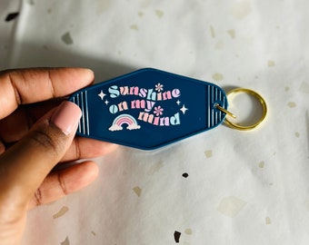 Sunshine Motel Keychain, Retro Positive Affirmation Accessory