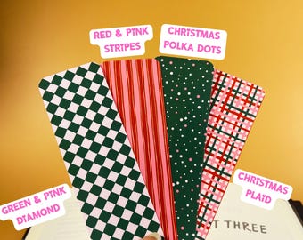 Christmas Bookmark, Winter Reading Gift, Bookworm Stocking Stuffer