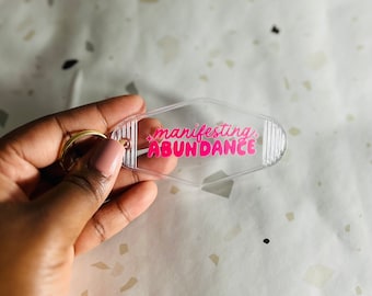Manifest Abundance Keychain, Retro Motel Affirmation Gift