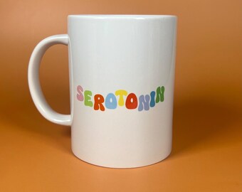 Rainbow Serotonin Mug, Mental Health Awareness Gift, Colorful Ceramic Cup