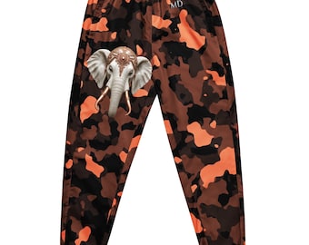 Master Division Ivory Elephant Elephant Head All-Over Print Joggers, Black Ivory Rose Gold Camo Luxury Streetwear Pants