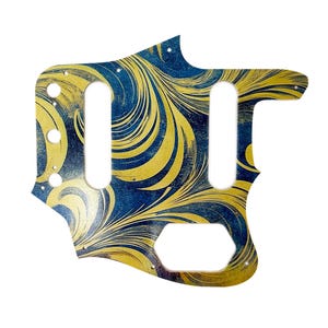 Fender Jaguar Aluminum Pickguard: Weathered Abstract Floral UV Print
