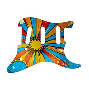Pop Art Stratocaster Pickguard: &quot;Supernova&quot; Aluminum Guitar Face