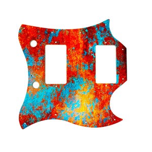 Aluminum Gibson SG Pickguard: &quot;Rustwater Blues&quot; UV Print, Durable Finish