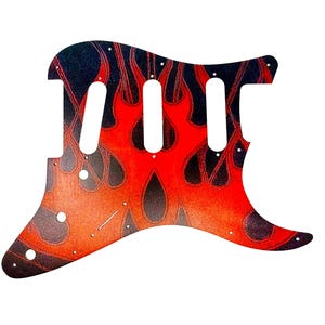 Aluminum Stratocaster Pickguard: &quot;Ash and Fire&quot; UV Art, Durable Finish