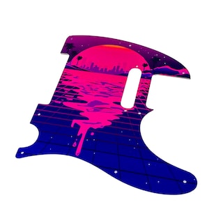 Custom Aluminum Telecaster Pickguard | &quot;Synthwave Drip&quot; UV-Printed Design | Made in America