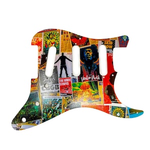 Aluminum Stratocaster Pickguard: &quot;Wall of Sound&quot; UV Art, Durable Finish