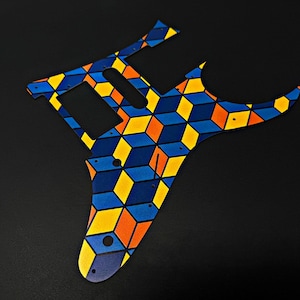 Custom Aluminum Ibanez RG550 Pickguard w/ &quot;Block Party&quot; UV print | Made in America