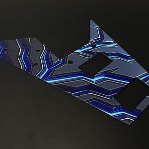 3D Effect Aluminum Flying V Pickguard w/ &quot;Fractured Voltage&quot; UV print | Durable Gloss or Matte Clear Coat | Made in America