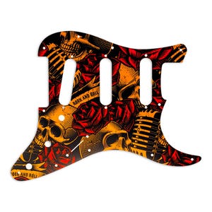 Custom Aluminum Stratocaster Pickguard | &quot;Rock & Roses&quot; UV-Printed Design | Made in America