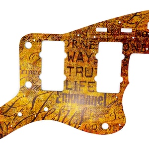 Aluminum Jesus Jazzmaster Pickguard w/ &quot;Emmanuel&quot; UV printed artwork | Smooth and Ultra-Durable Finish