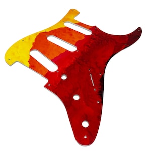 Sunburst Summit Stratocaster Pickguard: UV Print on Metal