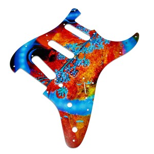 Neon Grove Stratocaster Pickguard: UV Print Aluminum, American Made