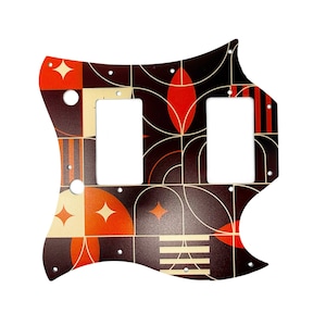 Aluminum Gibson SG Pickguard w/ &quot;Crimson Deco&quot; UV printed artwork | Proudly Made in America