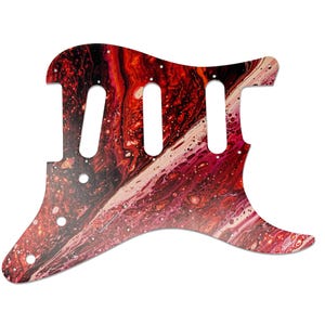NoPlastic Stratocaster Pickguard w/ &quot;Red Shift&quot; UV printed artwork |  Premium Aluminum Pickguard | Made in America