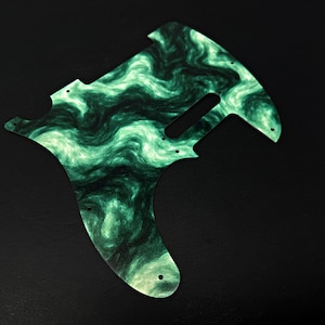 Telecaster Pickguard: &quot;Ghostly Green&quot; UV Print Aluminum - Made in USA
