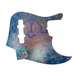 Aluminum Jazz Bass Pickguard | &quot;Iron Petal&quot; UV-Printed Design | Made in America