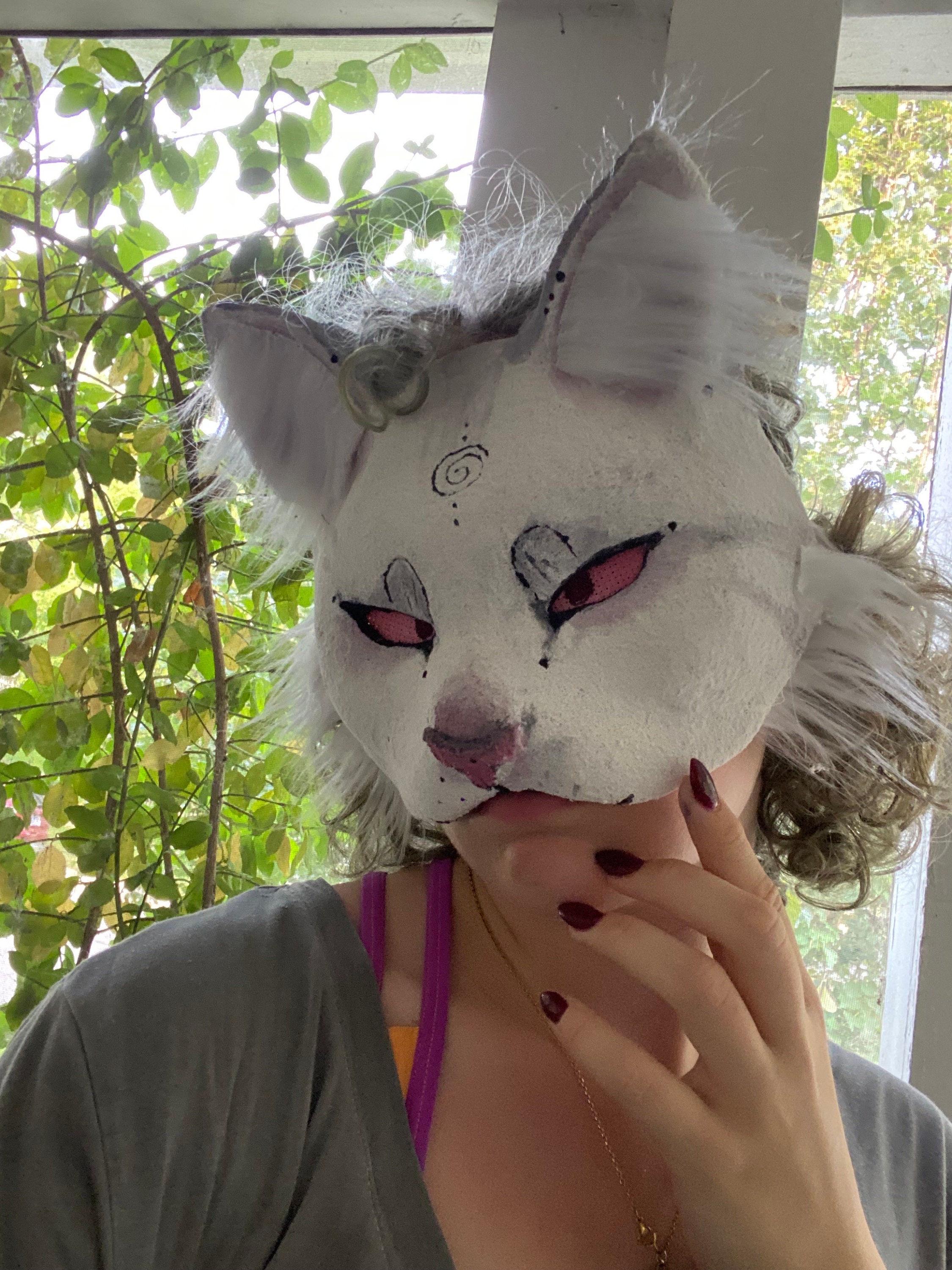 Albino Kitty Mask premade 