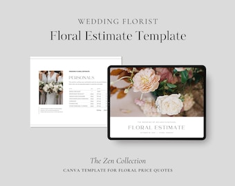 Wedding Florist Estimate Template, CANVA Floral Pricing Presentation, Zen Florist Quote, Florist Proposal, Instant Download