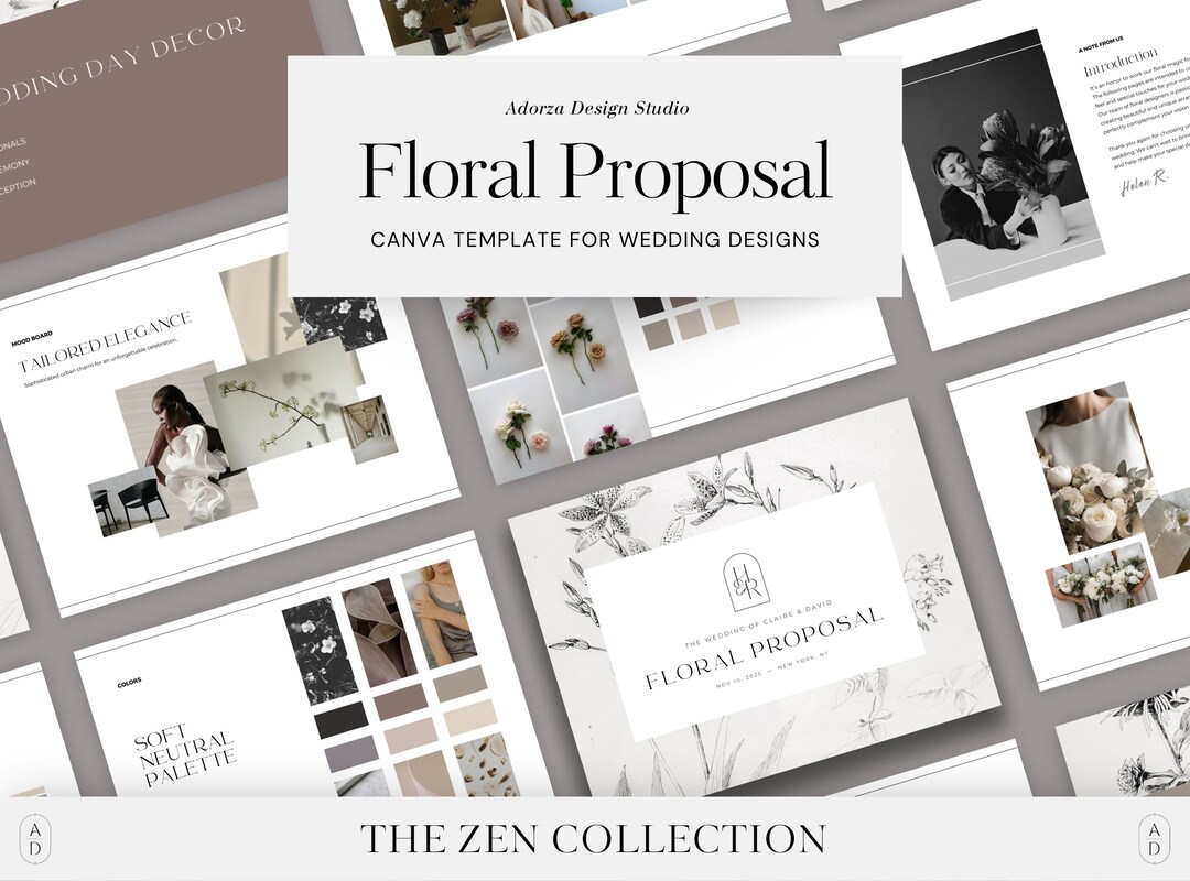 Wedding Florist Proposal, Canva Wedding Florist Template, Floral