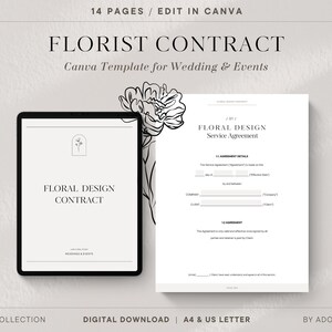Florist Contract Template | Wedding Florist | Canva Template | Florist Template | Floral Agreement | Florist Contract Clauses | Luxe