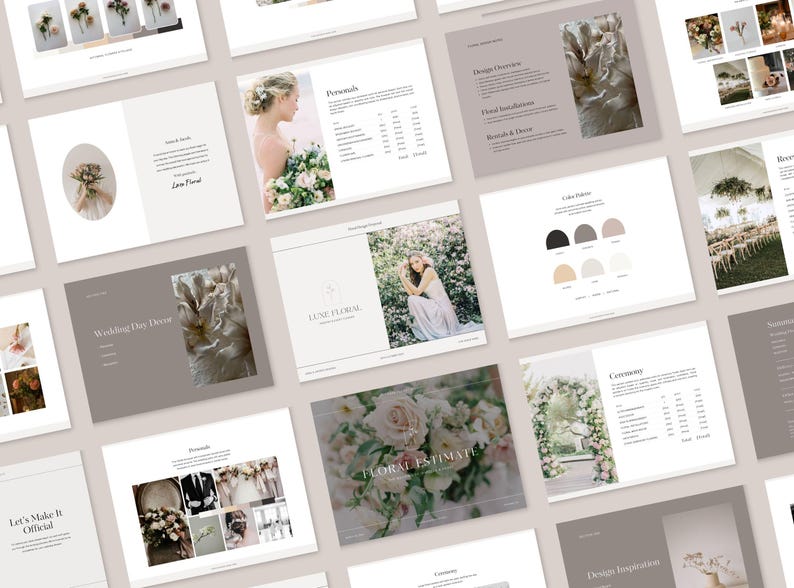 Florist Proposal & Estimate Bundle, CANVA Wedding Florist Templates ...