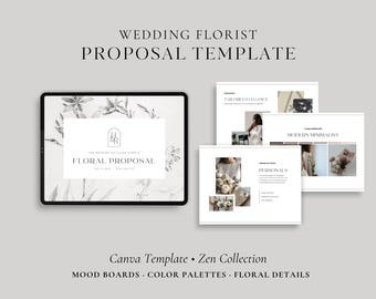 Florist Proposal Template, Wedding Florist Canva Proposal, Wedding Planner Proposal, Floral Proposal Template, Flower Mood Boards | Zen