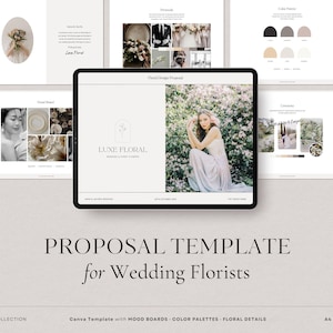 Florist Proposal Template, Wedding Florist Canva Proposal, Wedding Planner Proposal, Floral Proposal Template, Flower Mood Board | Luxe
