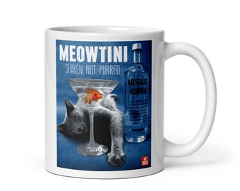 Meowtini White glossy mug