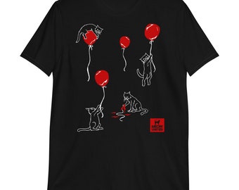 Cat vs Red Balloon - Short-Sleeve Unisex T-Shirt